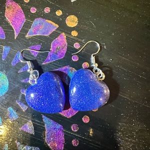 Blue Heart Dangle Earrings